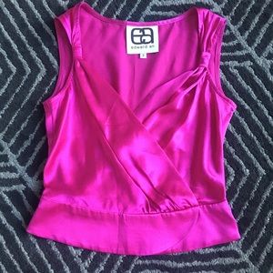 Fuchsia Silk Cross Front Top